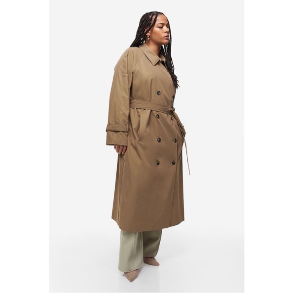 Dark Beige Double Breasted Long Trench Coat - Picture 7 of 10
